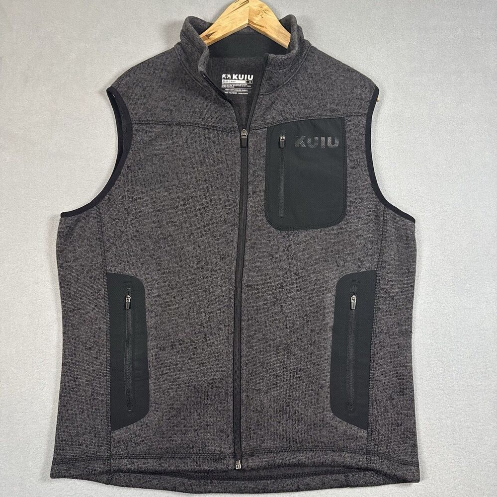 KUIU Mens Medium Base Camp Sweater Fleece Vest Charcoal Heather Full Zip 14028 M